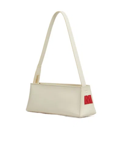 Marni Borsa A Spalla Museo Baguette In Pelle Crema In White