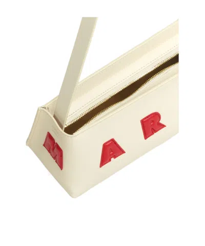 Marni Borsa A Spalla Museo Baguette In Pelle Crema In White