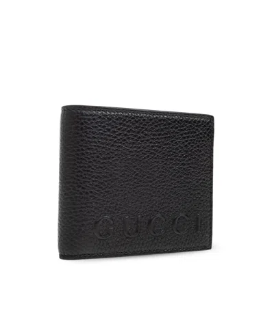 Gucci Black Bi-fold Wallet In Grained Leather Men