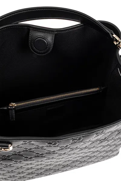 Gucci Leather Bag With Adjustable Handle And Strap In Black