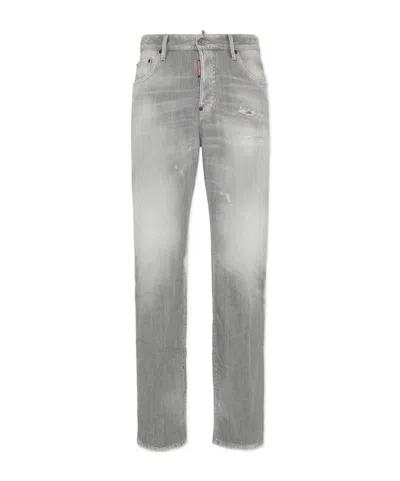 Dsquared2 Straight Fit Trousers Distressed Finish In Gray