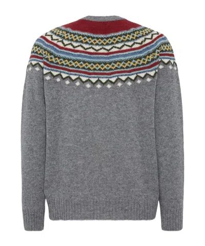 Dsquared2 Wool Sweater With Geometric Pattern In Gray