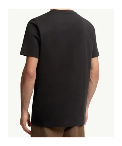Moncler Flocked Logo Cotton T-shirt In Black