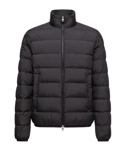 Moncler Quilted Tech Fabric Jacket With Elastic Cuffs In Black