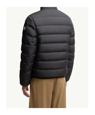 Moncler Quilted Tech Fabric Jacket With Elastic Cuffs In Black
