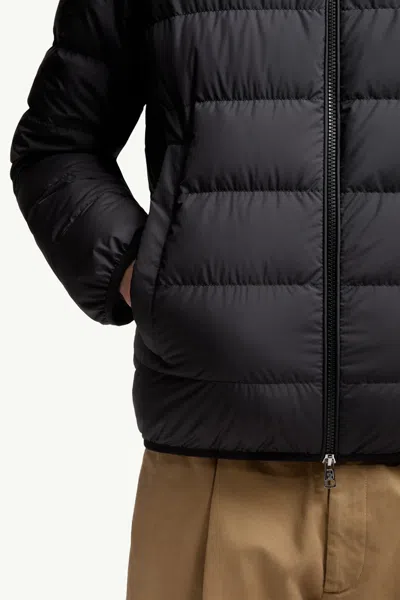 Moncler Quilted Tech Fabric Jacket With Elastic Cuffs In Black