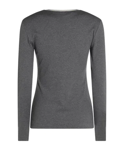 Fabiana Filippi Crewneck Knitwear Contrast Trim In Gray