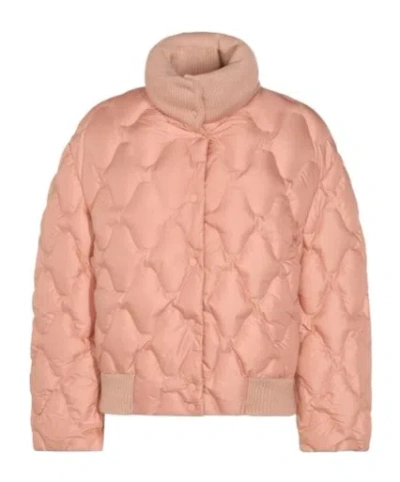 Fabiana Filippi Quilted Jackets With Ribbed Collar And Cuffs In Pink