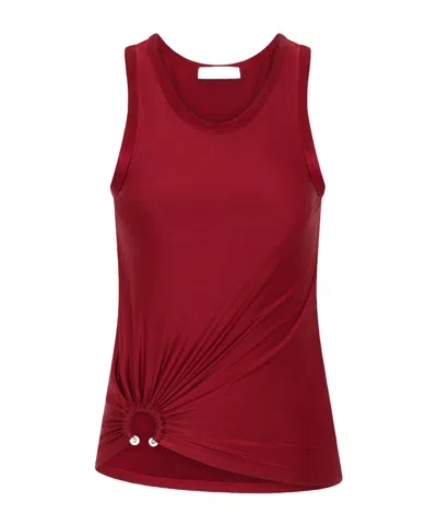 Rabanne Stretch Viscose Top Metal Embellishments In Red