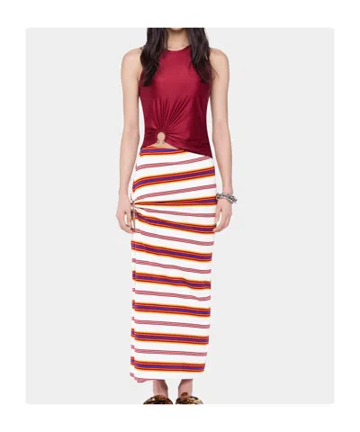 Rabanne Stretch Viscose Top Metal Embellishments In Red