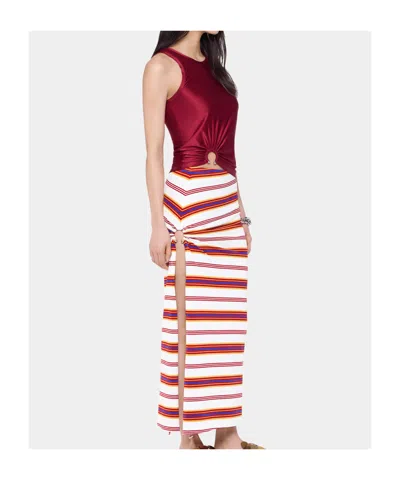 Rabanne Stretch Viscose Top Metal Embellishments In Red