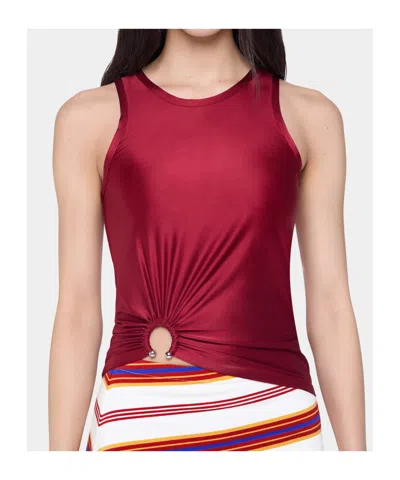 Rabanne Stretch Viscose Top Metal Embellishments In Red