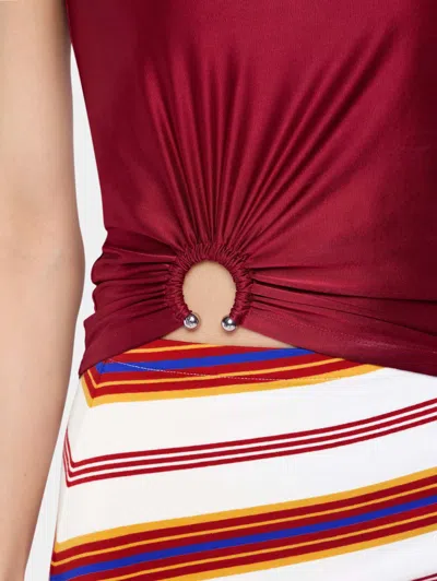 Rabanne Stretch Viscose Top Metal Embellishments In Red