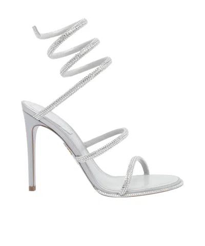 René Caovilla Cleo Crystal-embellished Satin Sandals In White
