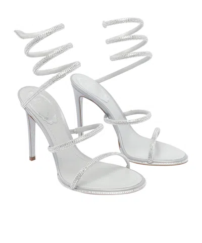 René Caovilla Cleo Crystal-embellished Satin Sandals In White