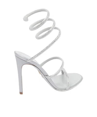 René Caovilla Cleo Crystal-embellished Satin Sandals In White