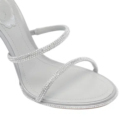 René Caovilla Cleo Crystal-embellished Satin Sandals In White