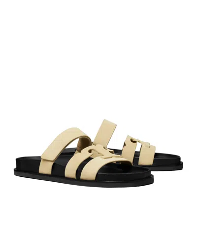 Tory Burch Lace Flat Sole Open Toe Sandals In Yellow