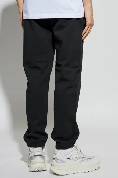 Moncler Black Cotton Tracksuit Bottoms With Logo  In Black