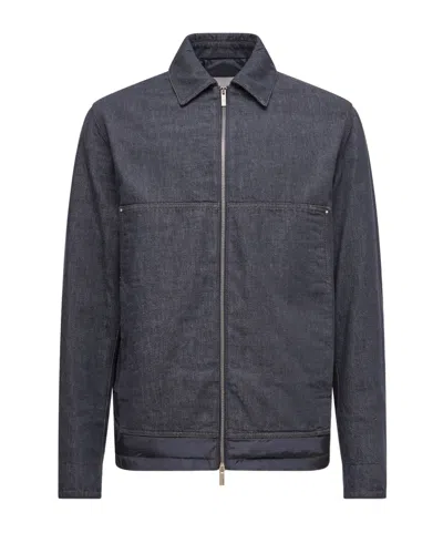 Moncler Ormoy Denim Down Shirt Jacket In Gray