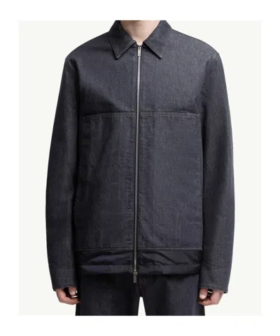 Moncler Ormoy Denim Down Shirt Jacket In Gray