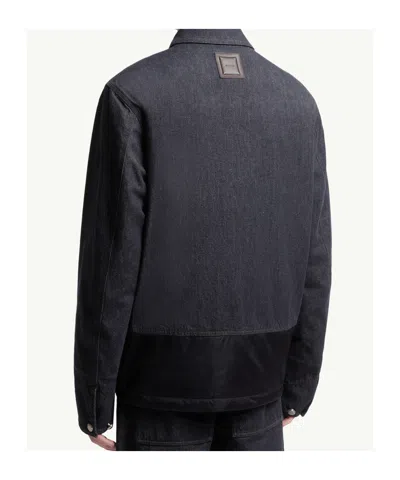 Moncler Ormoy Denim Down Shirt Jacket In Gray