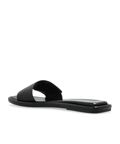 Tory Burch Turnlock Logo Leather Slides In Black