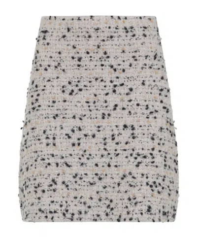 Fabiana Filippi Textured Wool And Alpaca Blend Skirt With Frayed Hem In Gray