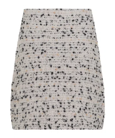 Fabiana Filippi Textured Wool And Alpaca Blend Skirt With Frayed Hem In Gray