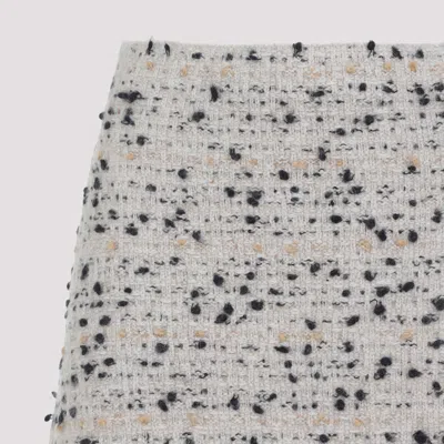 Fabiana Filippi Textured Wool And Alpaca Blend Skirt With Frayed Hem In Gray