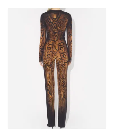 Jean Paul Gaultier Top The Wood In Tulle Stampato Donna In Brown