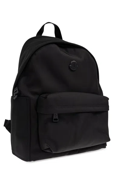 Moncler Pierrick Nylon Backpack Large Front Pocket In Black
