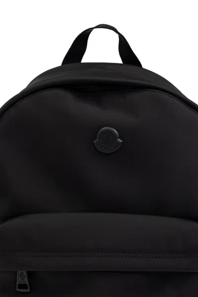 Moncler Pierrick Nylon Backpack Large Front Pocket In Black