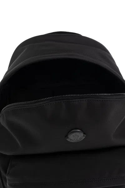 Moncler Pierrick Nylon Backpack Large Front Pocket In Black
