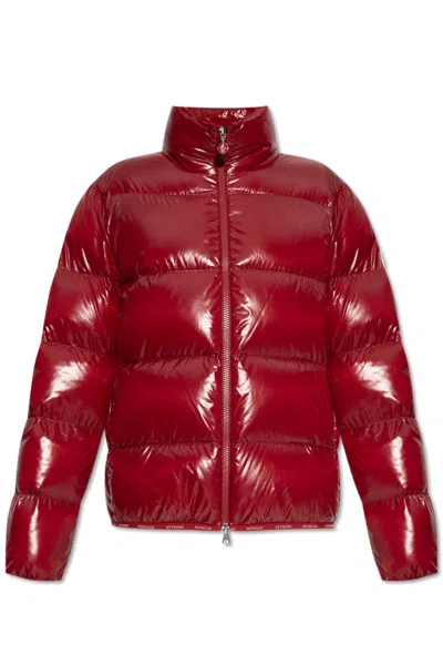 Moncler High Shine Quilted Jacket With Stand Collar In Red