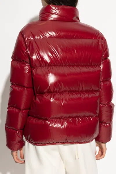 Moncler High Shine Quilted Jacket With Stand Collar In Red