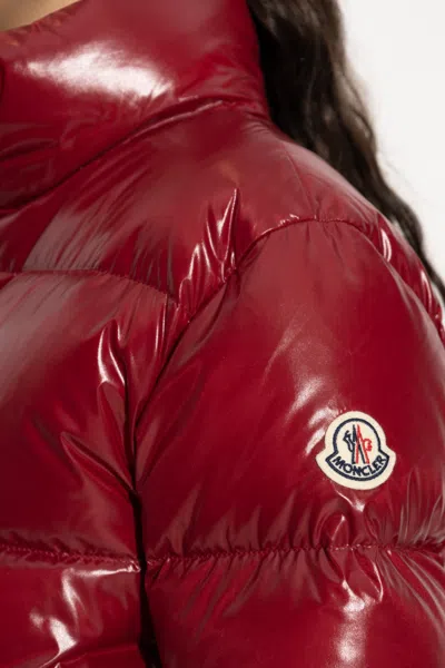 Moncler High Shine Quilted Jacket With Stand Collar In Red