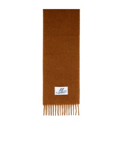 Marni Brown Brushed Alpaca Blend Scarf With Fringes In Brown