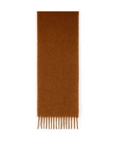 Marni Brown Brushed Alpaca Blend Scarf With Fringes In Brown