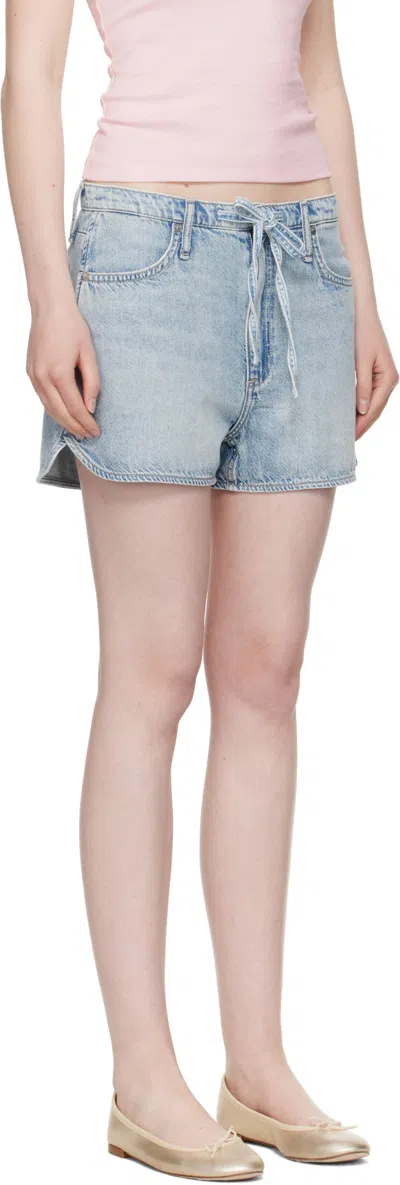 Rag & Bone Blue Ultra Featherweight Nolan Drawstring Denim Shorts In Blue