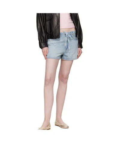 Rag & Bone Blue Ultra Featherweight Nolan Drawstring Denim Shorts In Blue