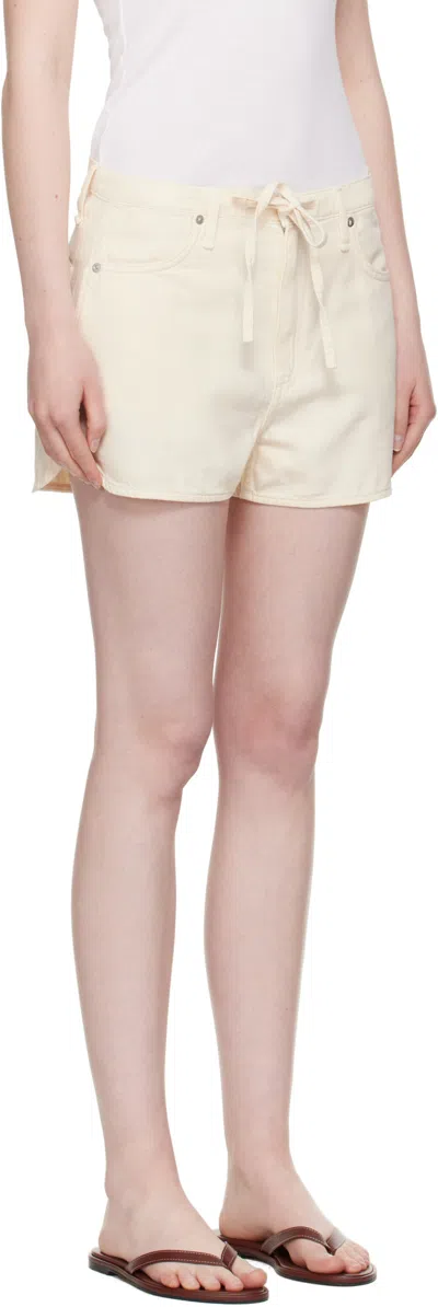 Rag & Bone Off-white Featherweight Nolan Drawstring Denim Shorts In Neutral