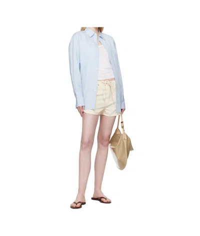 Rag & Bone Off-white Featherweight Nolan Drawstring Denim Shorts In Neutral