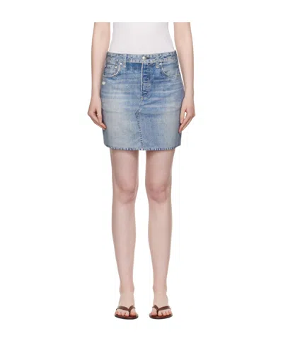 Rag & Bone Miramar Ponte Printed Stretch-jersey Mini Skirt In Blue