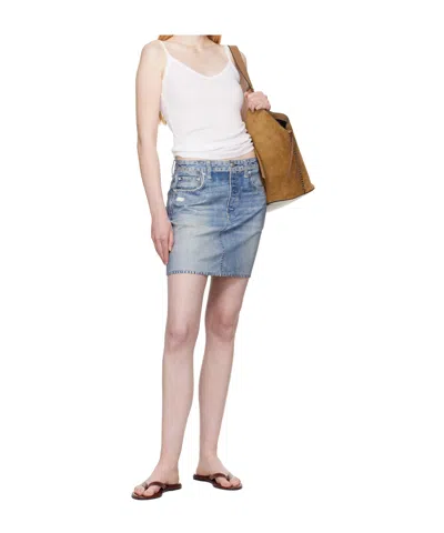 Rag & Bone Miramar Ponte Printed Stretch-jersey Mini Skirt In Blue