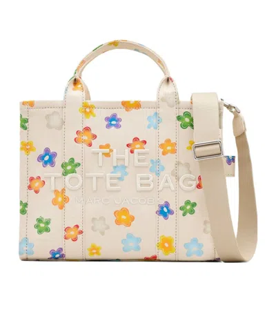 Marc Jacobs The Wild Daisy Canvas Medium Tote Bag In White