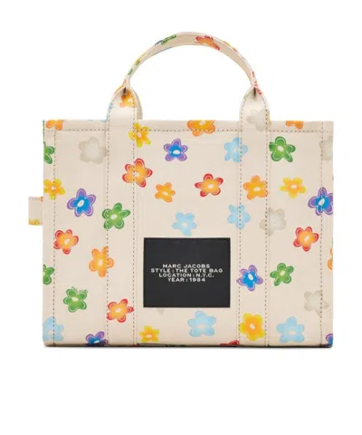 Marc Jacobs The Wild Daisy Canvas Medium Tote Bag In White