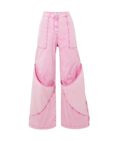 Attico Paneled Low-rise Wide-leg Jeans In Pink