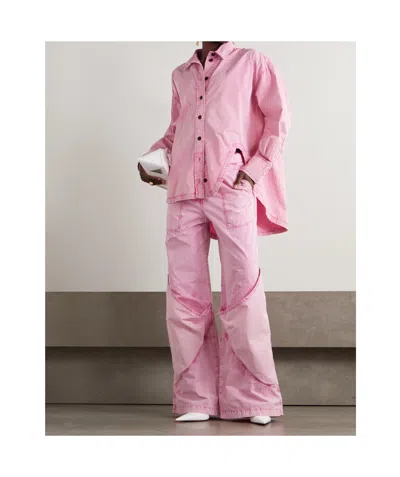 Attico Paneled Low-rise Wide-leg Jeans In Pink