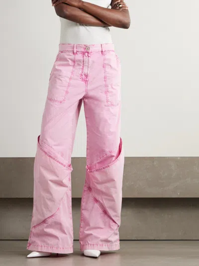 Attico Paneled Low-rise Wide-leg Jeans In Pink